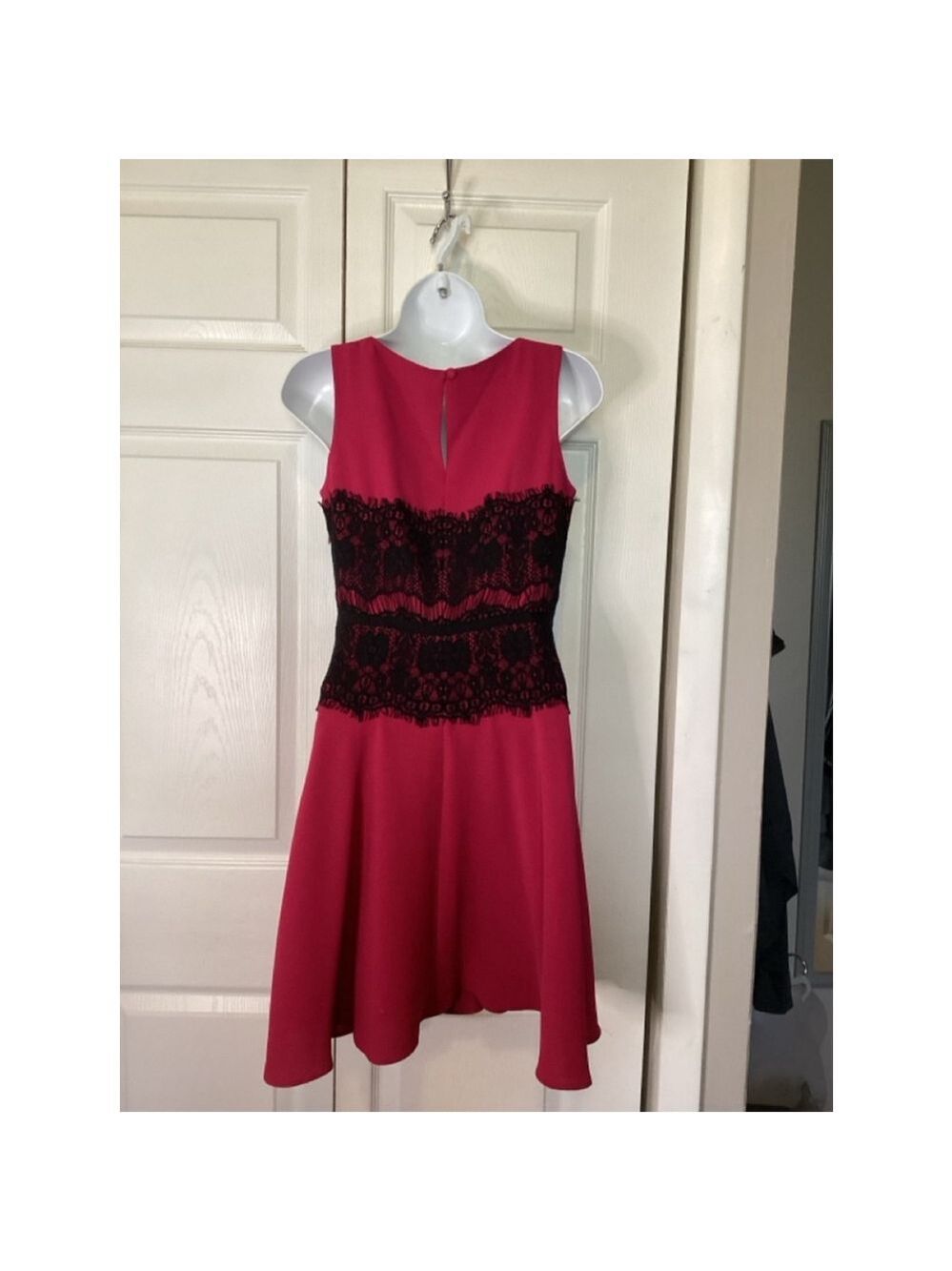 Women's LOFT Dress Size 0 Pink with Black Lace - Picture 4 of 7